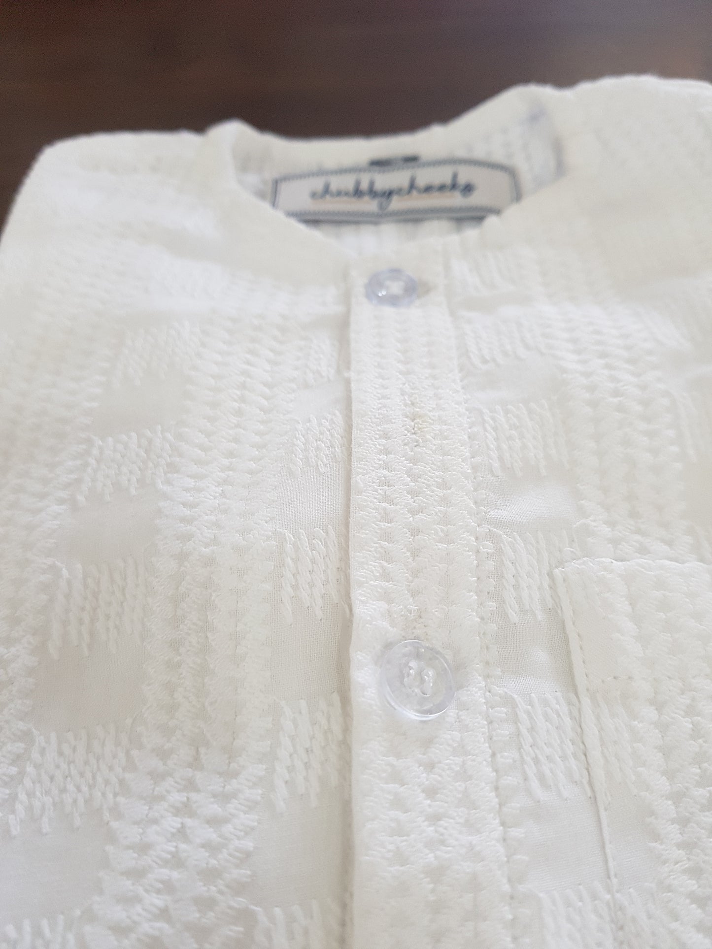 Thread Embroidery on Pure Cotton Kurta-Pajama Set | White