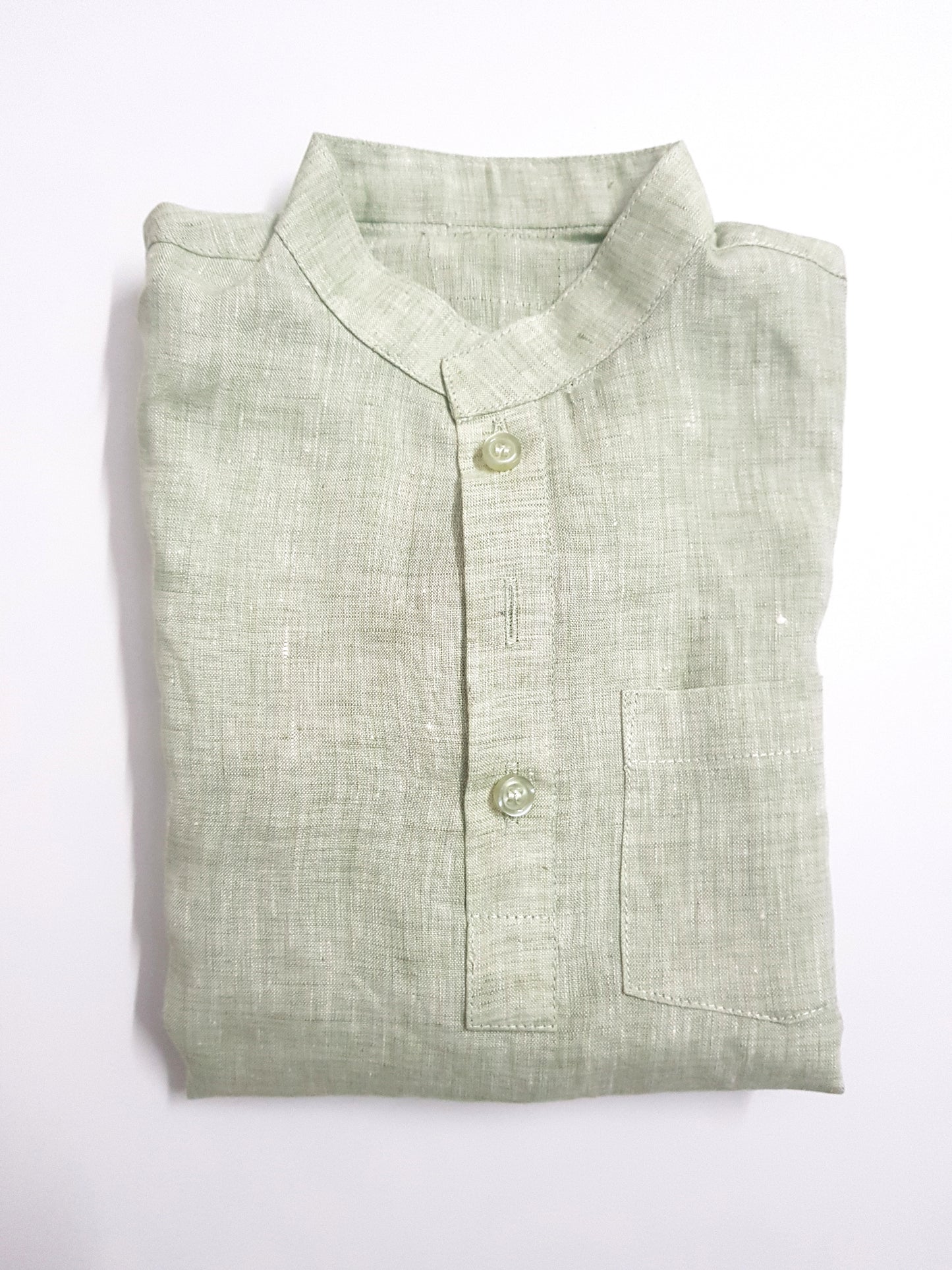 Pure Linen Kurta & Cotton Pajama Set | Pista Green & White
