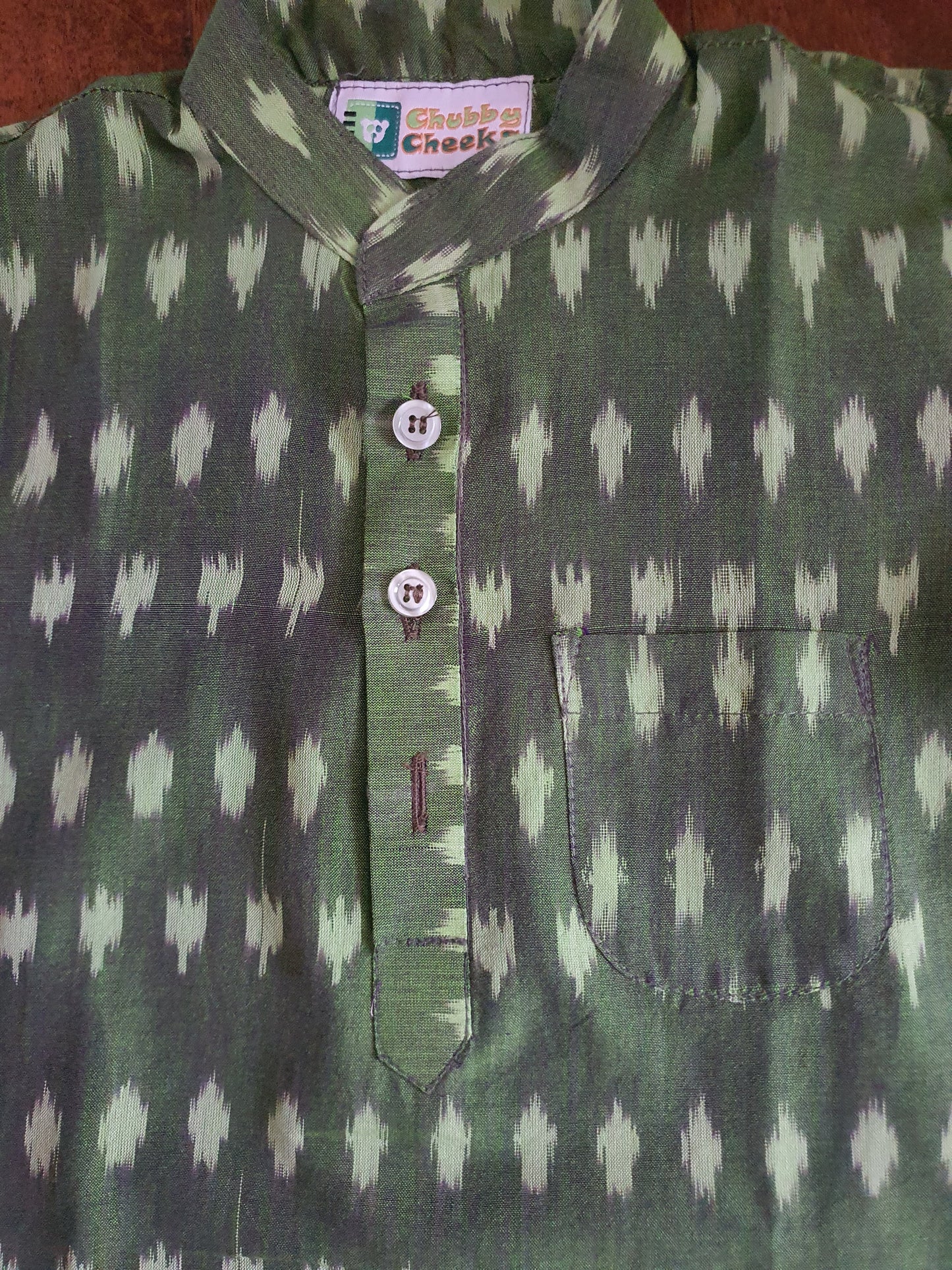 Cotton Kurta-Pajama Set | Green & White
