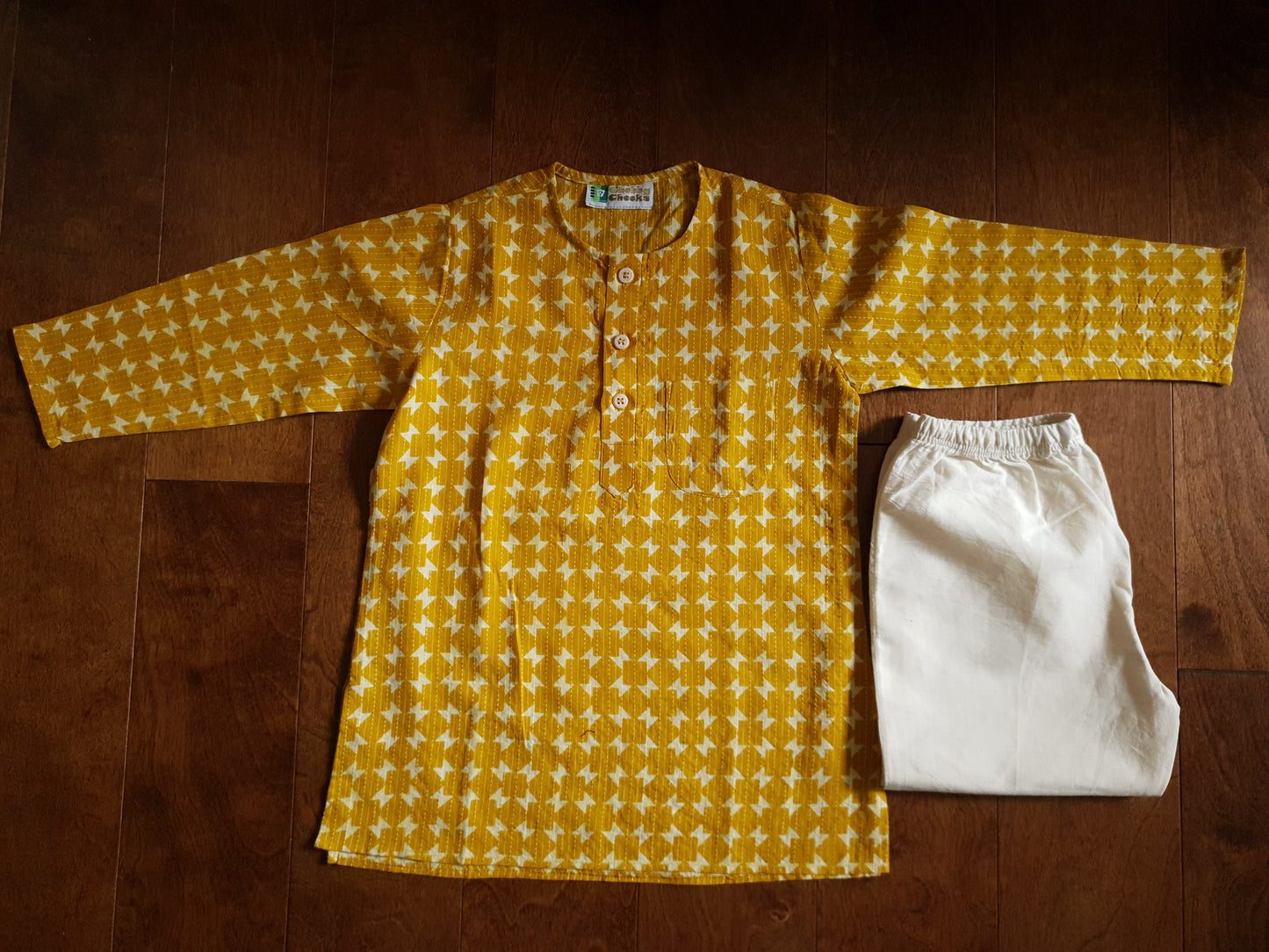 Pure Cotton Kurta-Pajama Set | Mustard & Cream