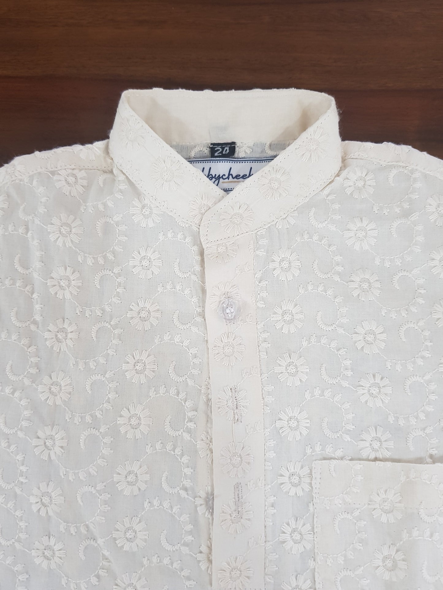 Thread Embroidery on Pure Cotton Kurta-Pajama Set | Beige