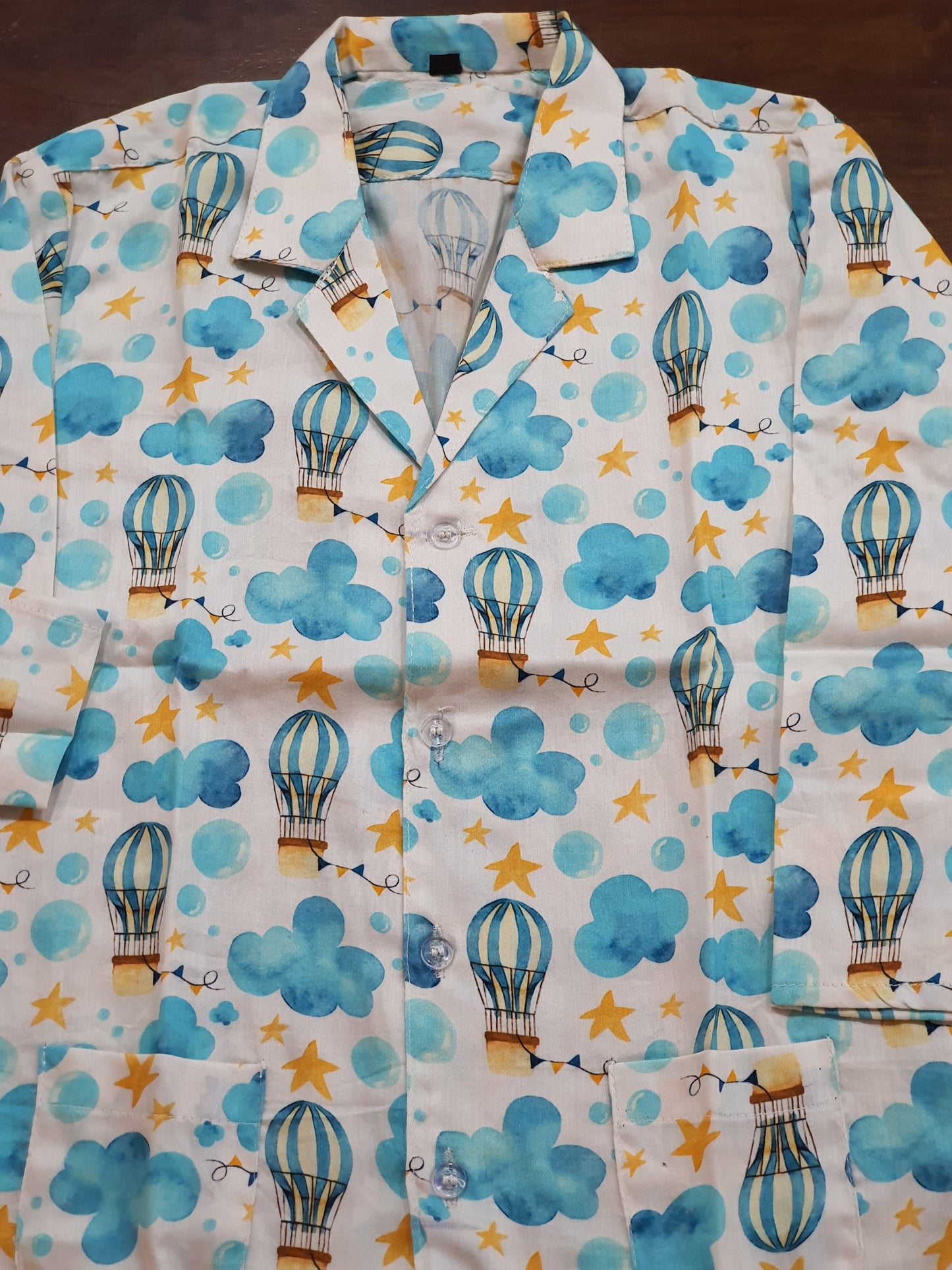 Super Soft Cotton Night Suit | Clouds & Air Balloon Print